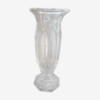 Tulip vase on foot, art-deco style, glass