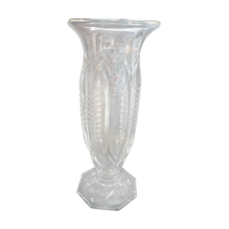 Tulip vase on foot, art-deco style, glass