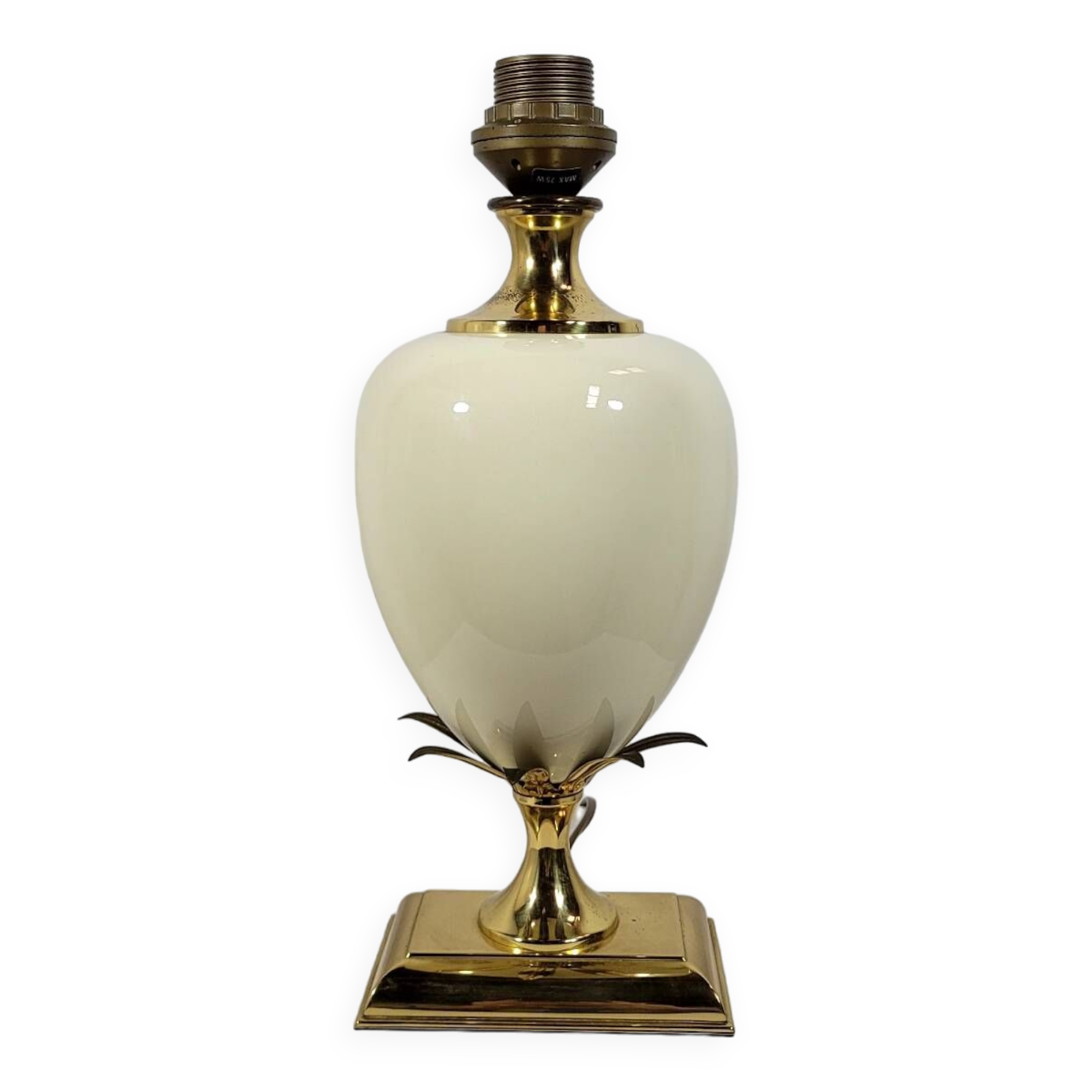 Vintage palm tree lamp base from Maison Lancel brass