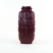 Bay Keramik ceramic vase with floral relief, burgundy glaze, Germany, 1970s