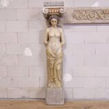 Neoclassical plaster fireplace with caryatids (nude women)