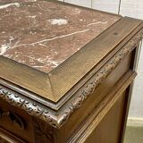 Early 20th century Breton oak serving trolley with a marble top