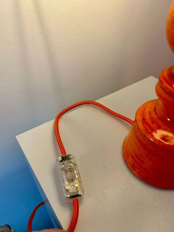 High vintage table lamp - 1970s - by Hustadt Leuchten - restored with a new shade