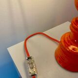 High vintage table lamp - 1970s - by Hustadt Leuchten - restored with a new shade