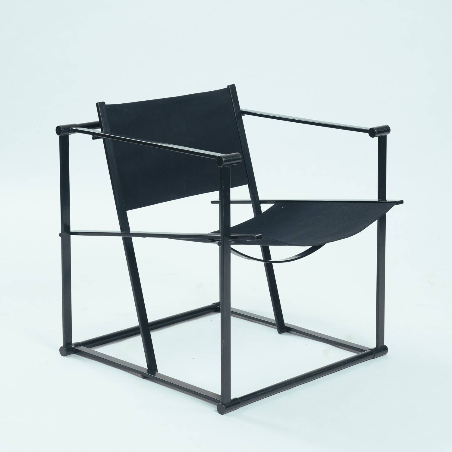 Radboud van Beekum black postmodern cube chair fm62, The Netherlands, 1981