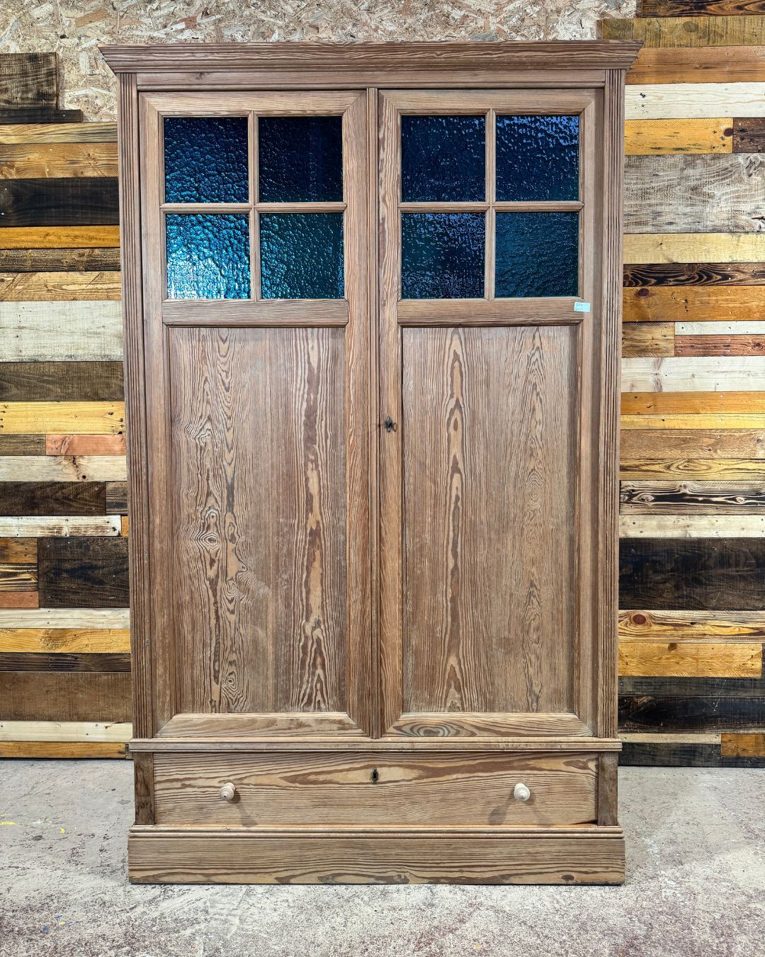 Antique wardrobe in solid pitch pine