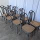 Set of 8 Vintage Gray Bentwood Dining Chair: Thonet Style Cane Seat