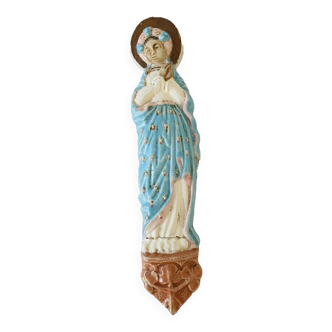 Holy Virgin Wall Sculpture 34 Cm Signed Guérin L 11