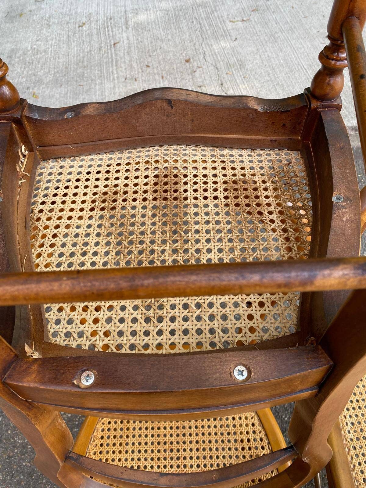 Set of 4 Louis-Philippe medallion chairs in wood with caned seats, 1970s.