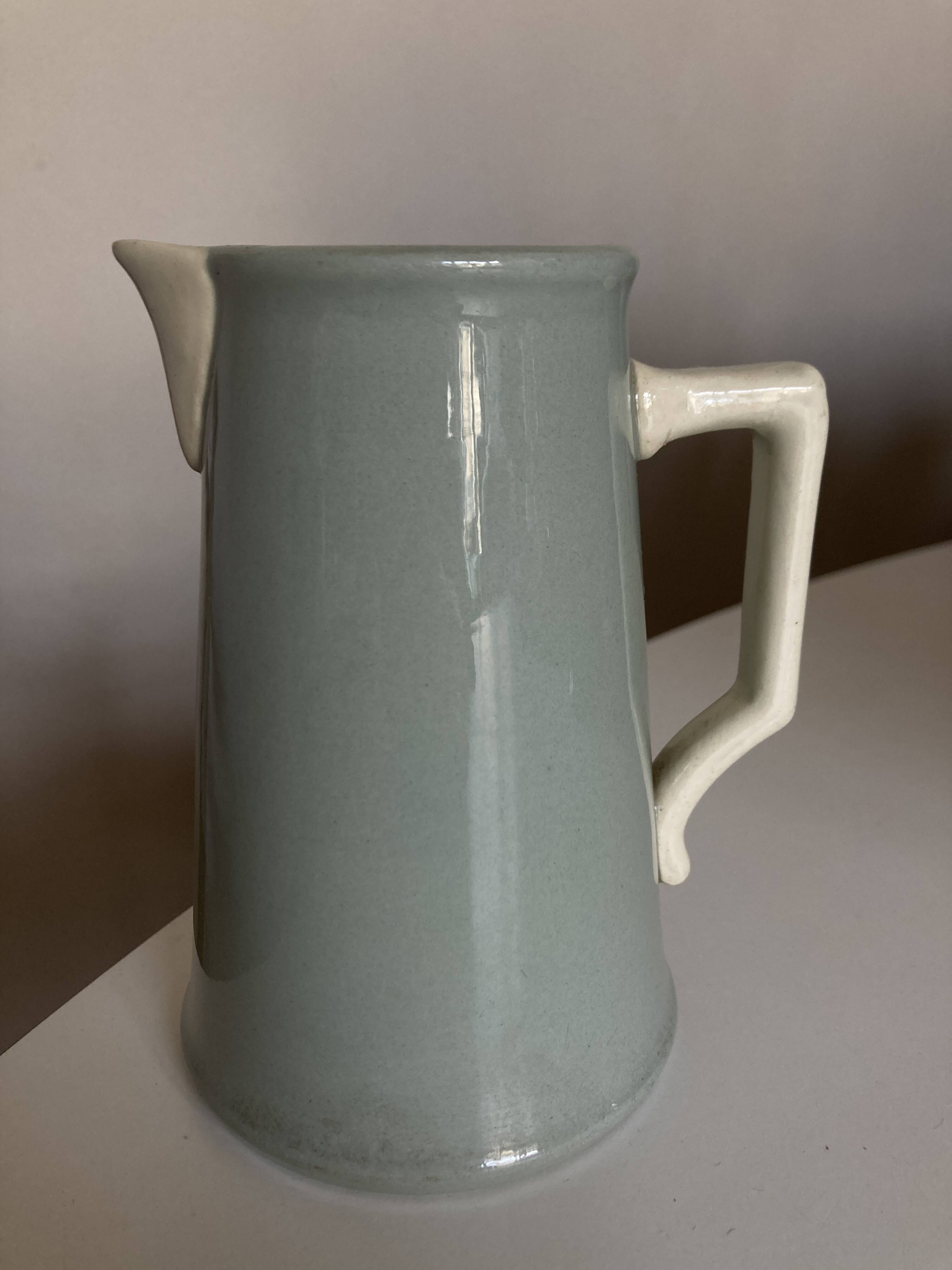 Sarreguemines Celadon neo classic pitcher 1950