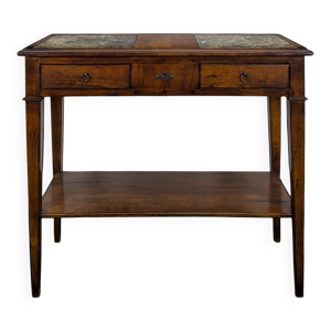 console en merisier et - marbre