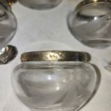 Antique salt cellar set in crystal with spoons – early 20th century
