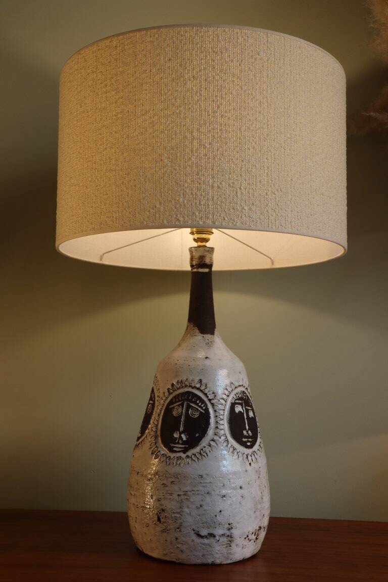 Enamelled ceramic table lamp by Albert Thiry, Vallauris 1960