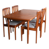 Retro Teak 1960s Meredew Dining Table & 4 Chairs Mid Century