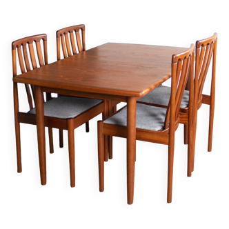 Retro Teak 1960s Meredew Dining Table & 4 Chairs Mid Century