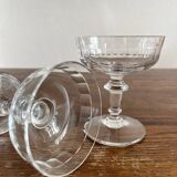 2 coupes à champagne anciennes en verre soufflé à côtes plates 19eme siècle