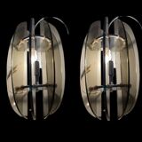 Italian Smoked Glass Wall Lights from Veca, Set of 2