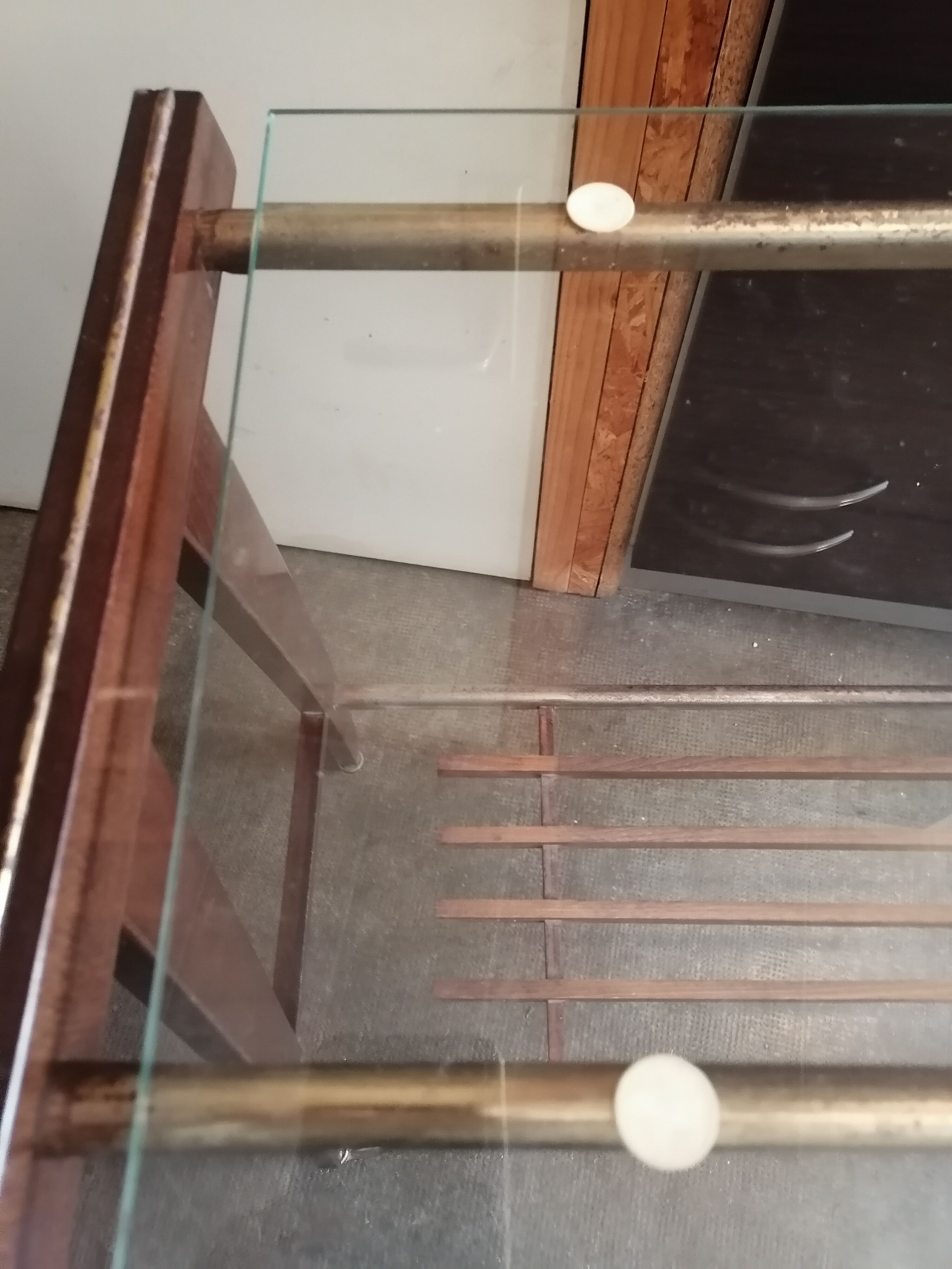 Side table served vintage casters 1960 Italian style metal glass