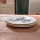 Set of three blue ironstone flat plates.