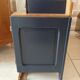deep blue and wood refurbished bedside table