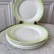 set of 6 pastel gradient light green dessert plates 40s-50s