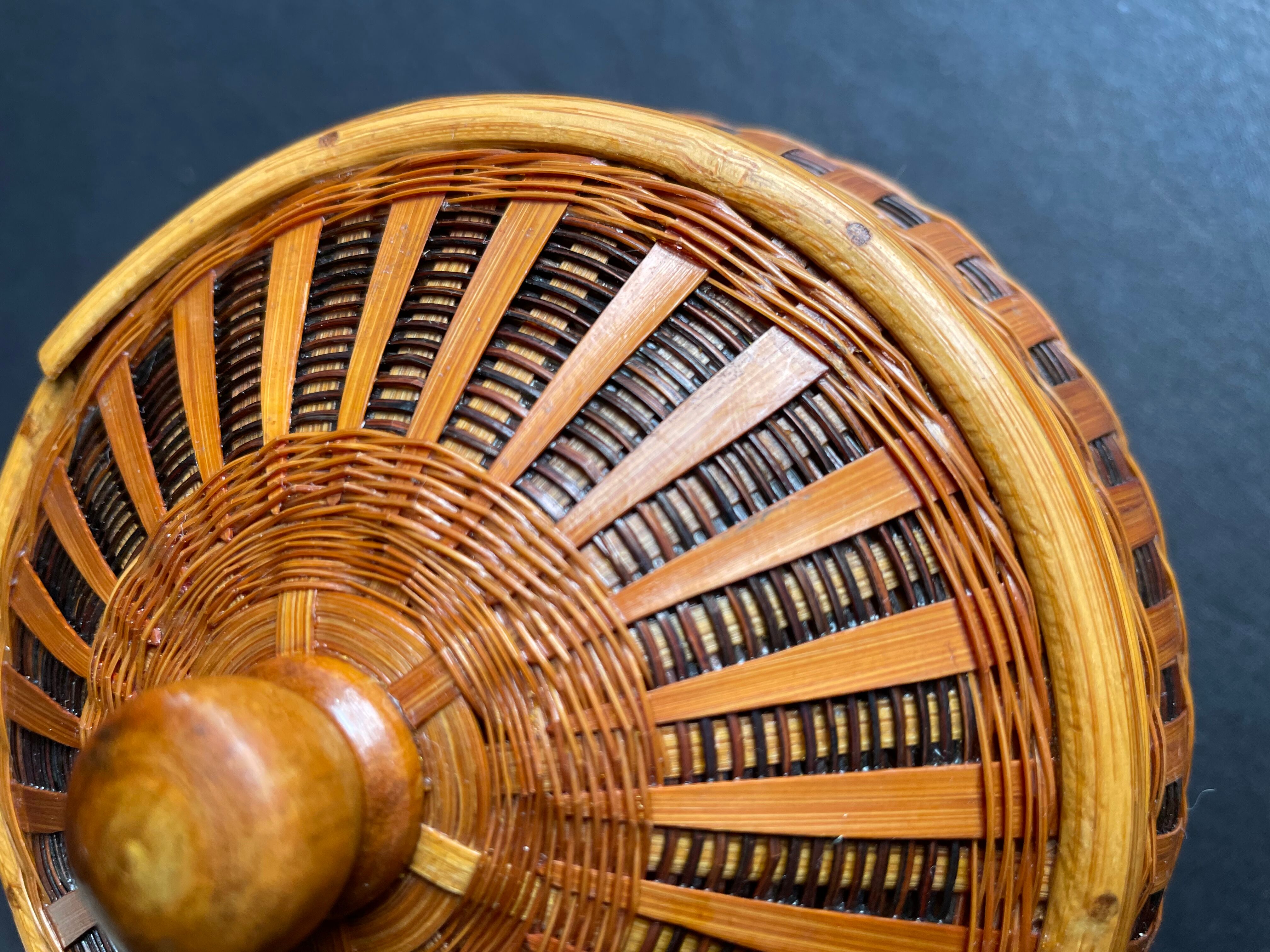 Pot with braided bamboo lid