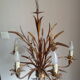 Chandelier ear of wheat years 60/70 6 branches gold metal 103 cm