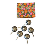 Vintage ice cream service, stainless steel cups and spoons