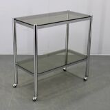 Mid-century smoked glass serving cart, Italy, 1970s