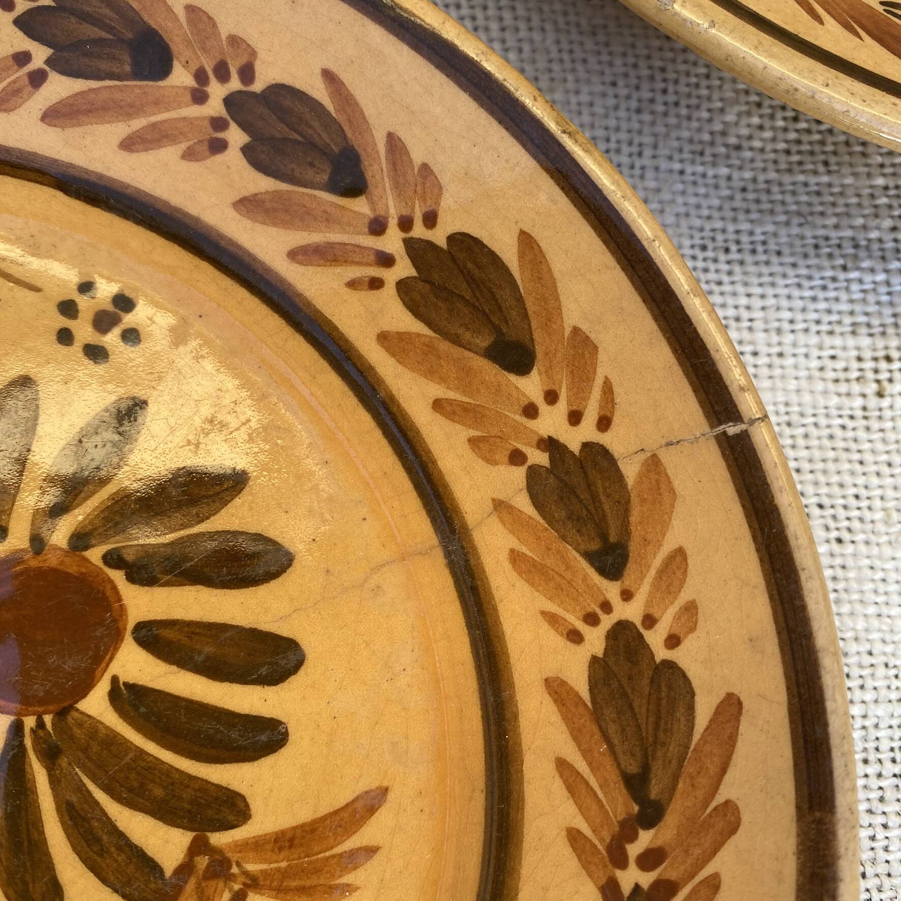 HB Quimper plates, hand-painted dessert service