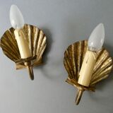 Pair of golden metal shell sconces