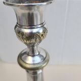 Antique silver-plated metal candlesticks