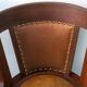 Chaise de bureau rotative nautique antique en teck, fer et cuir