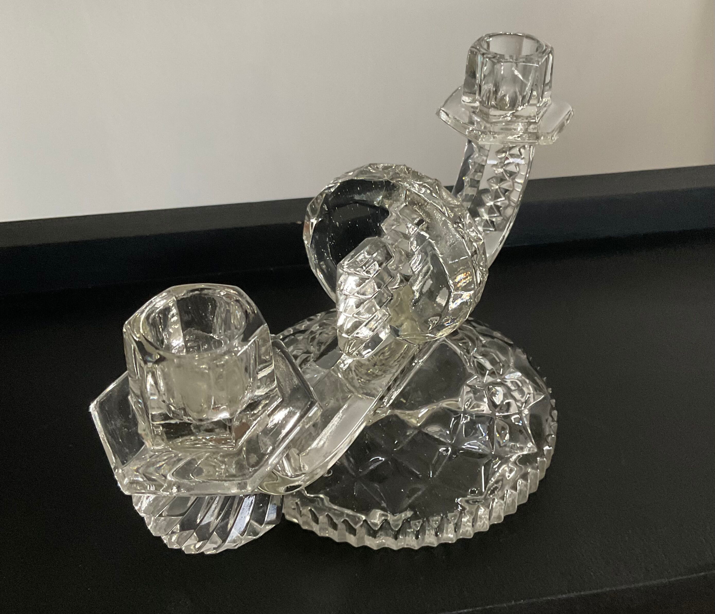 Art deco chandelier in molded glass