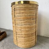 Porte parapluie ou corbeille en rotin, 1970, Italie