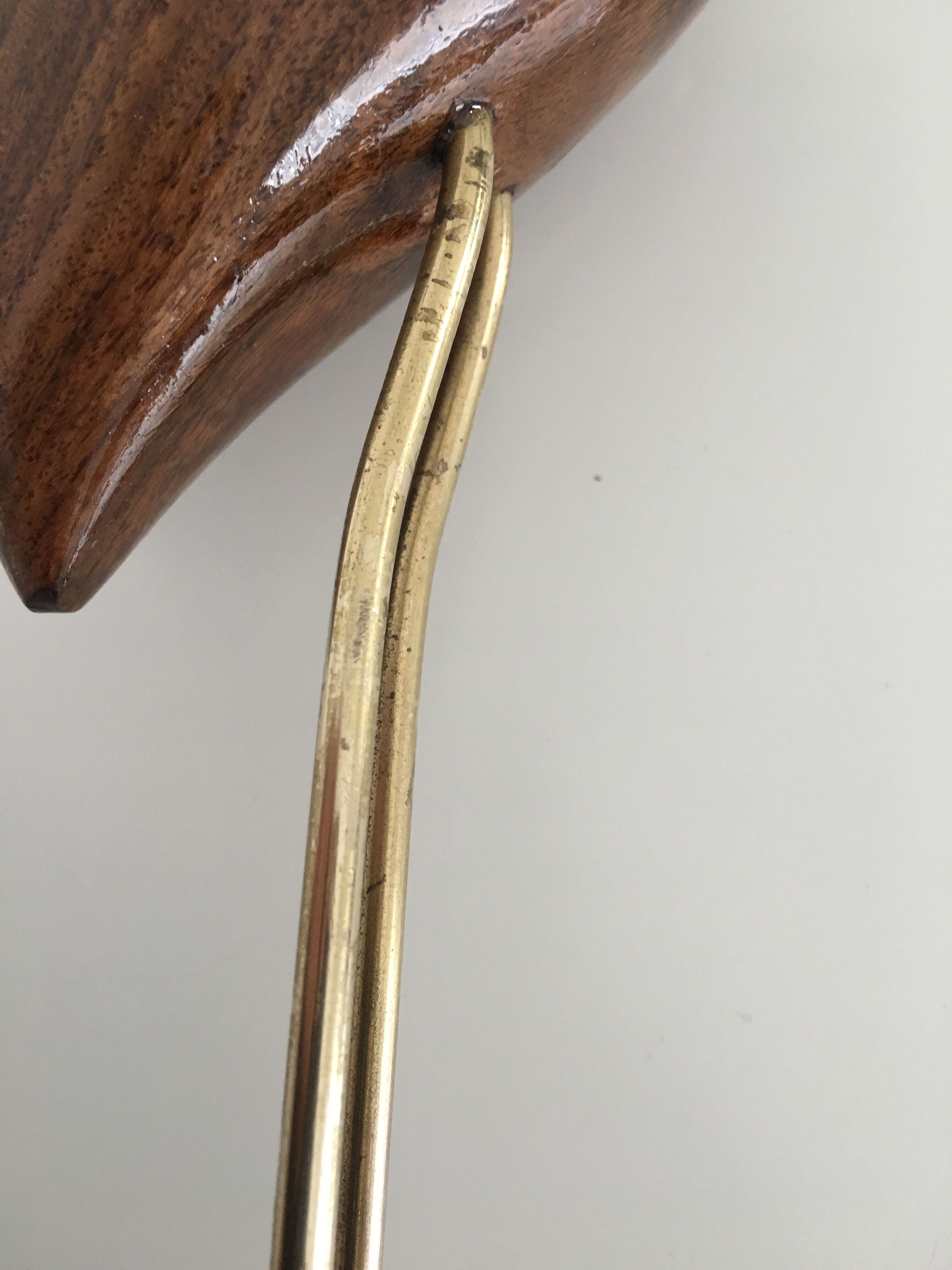 Heron in wood and brass