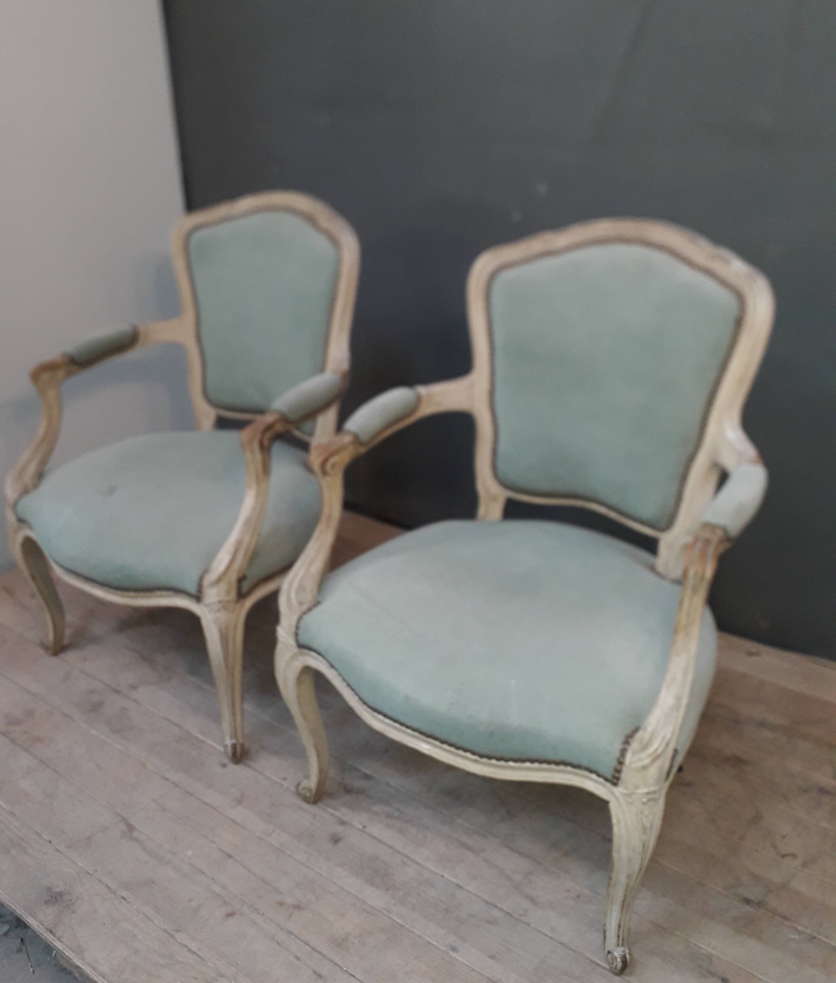 Louis XV-style armchair pair
