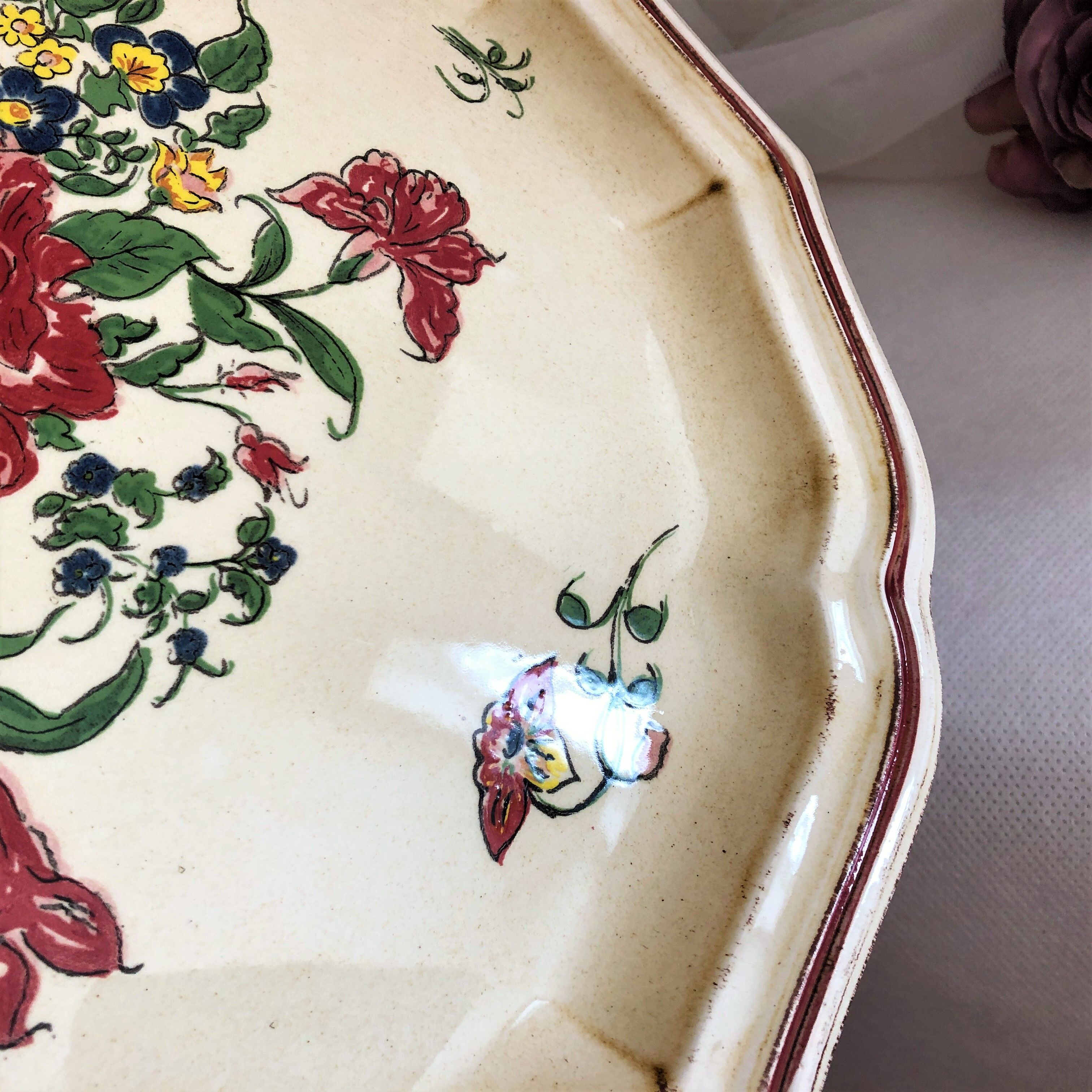 Decorative plate earthenware of Salins France decoration Strasbourg