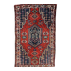 Tapis persan Hamadan antique des années 1920, médaillon tribal usé, 128 cm x 194 cm