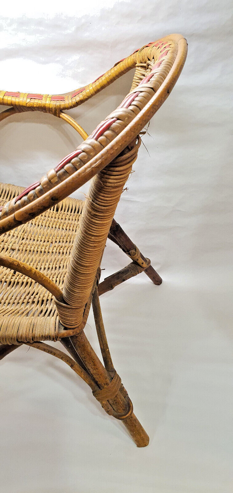 Old armchair child osier rattan 60s vintage decoration collection