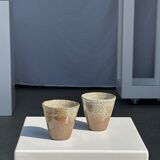 Set of 2 cups in Indonesian ceramic (brown & speckled glazed matte)