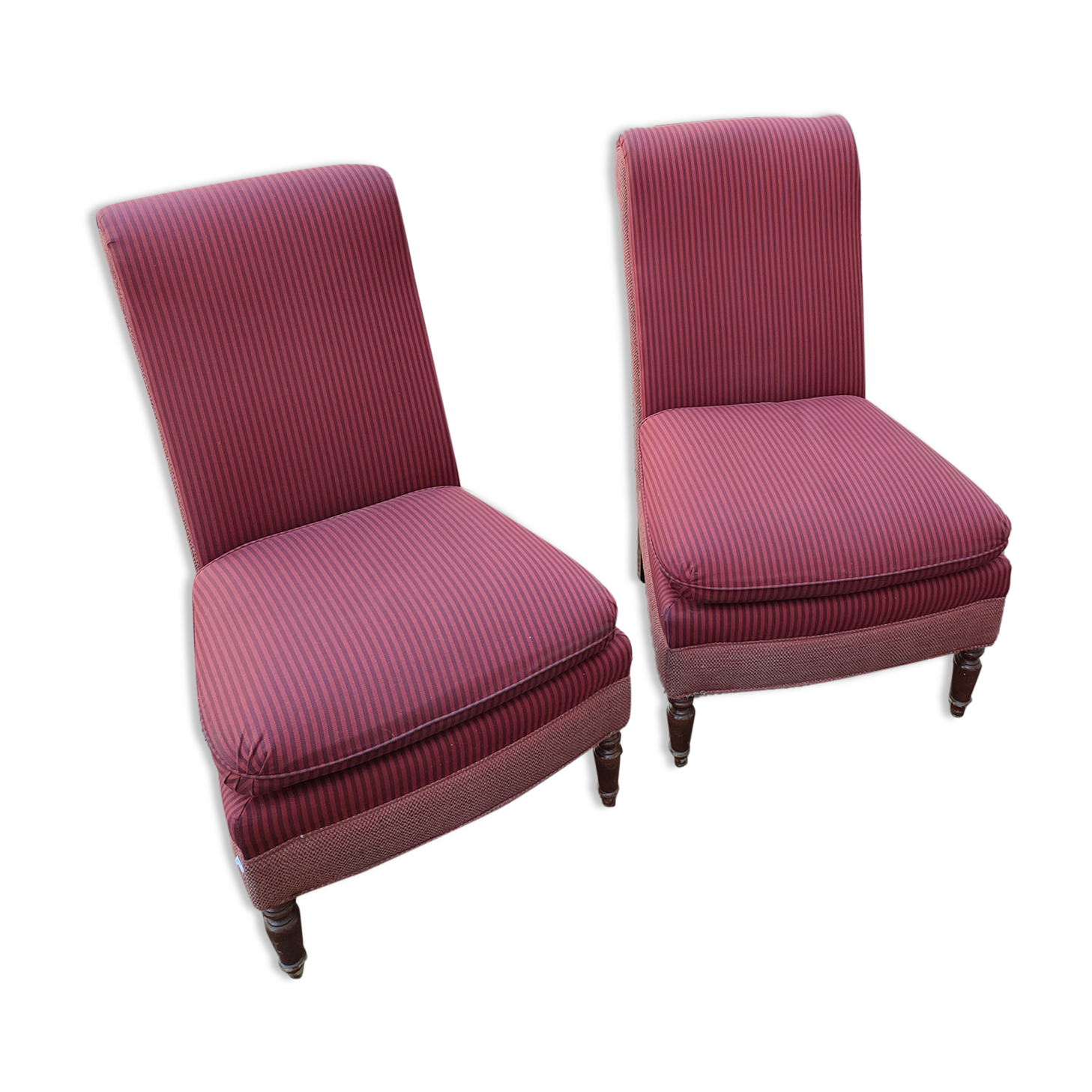Pair of classic low chairs without arms
