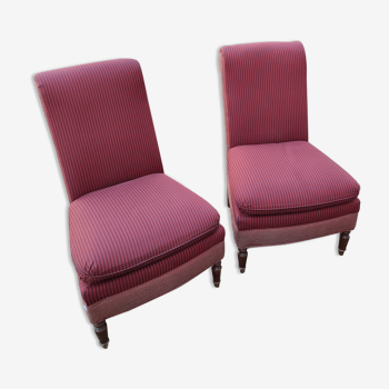 Pair of classic low chairs without arms
