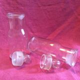 Set 2 old vintage kitchen glass jars