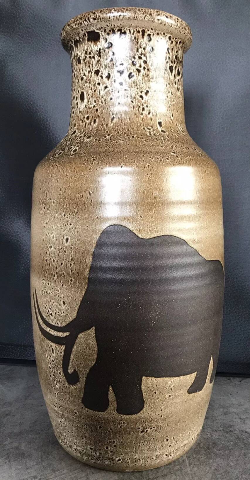 Saint clement ceramic vase with rock decoration 1950/60 38 cm