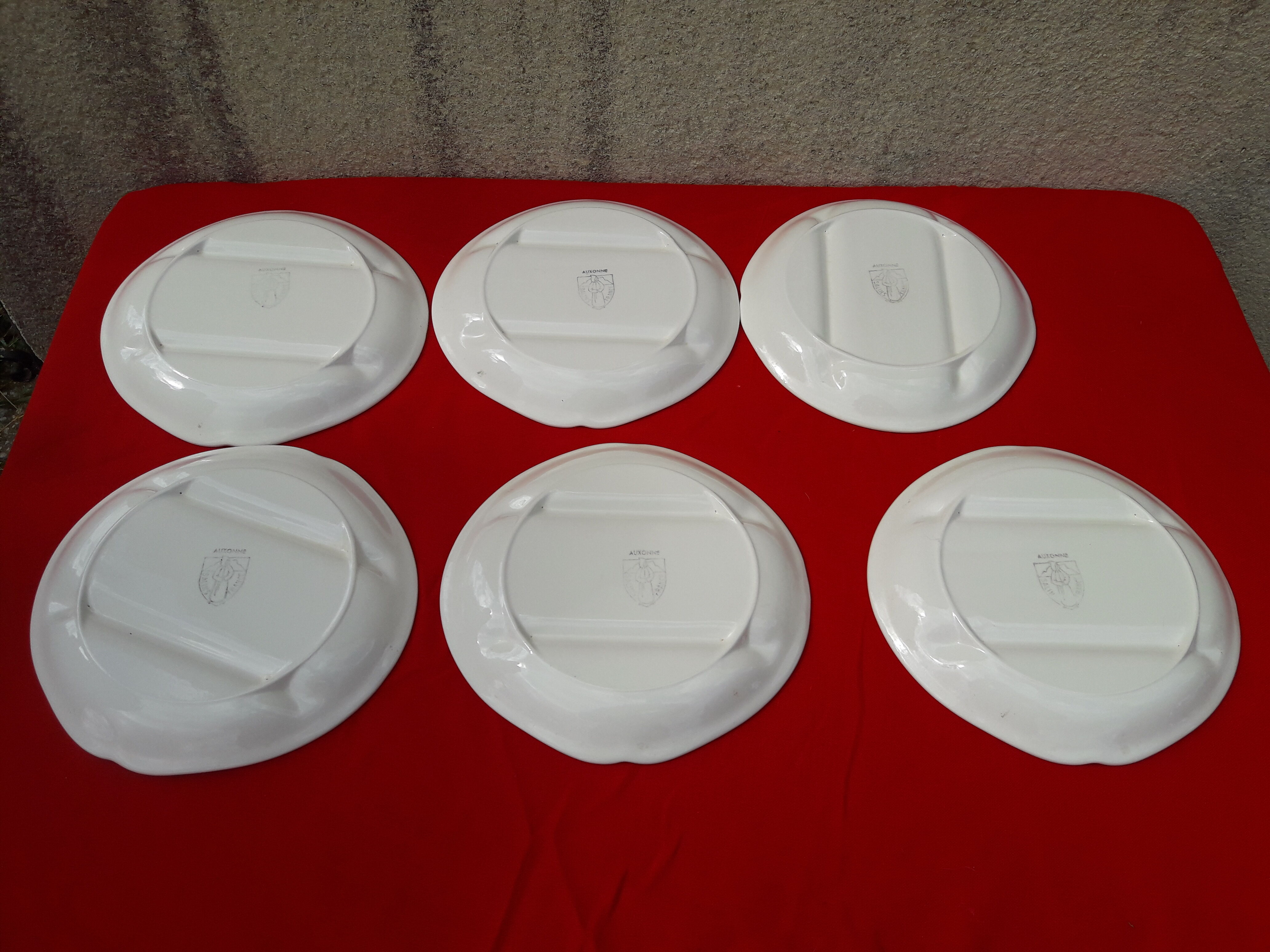 6 asparagus plates in salins earthenware bubble model Auxonne diam 23 cm