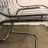 Set of 4 chrome metal basket chairs
