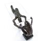 Table basse en bronze avec sculpture figurative et plateau en verre par C. Conndray