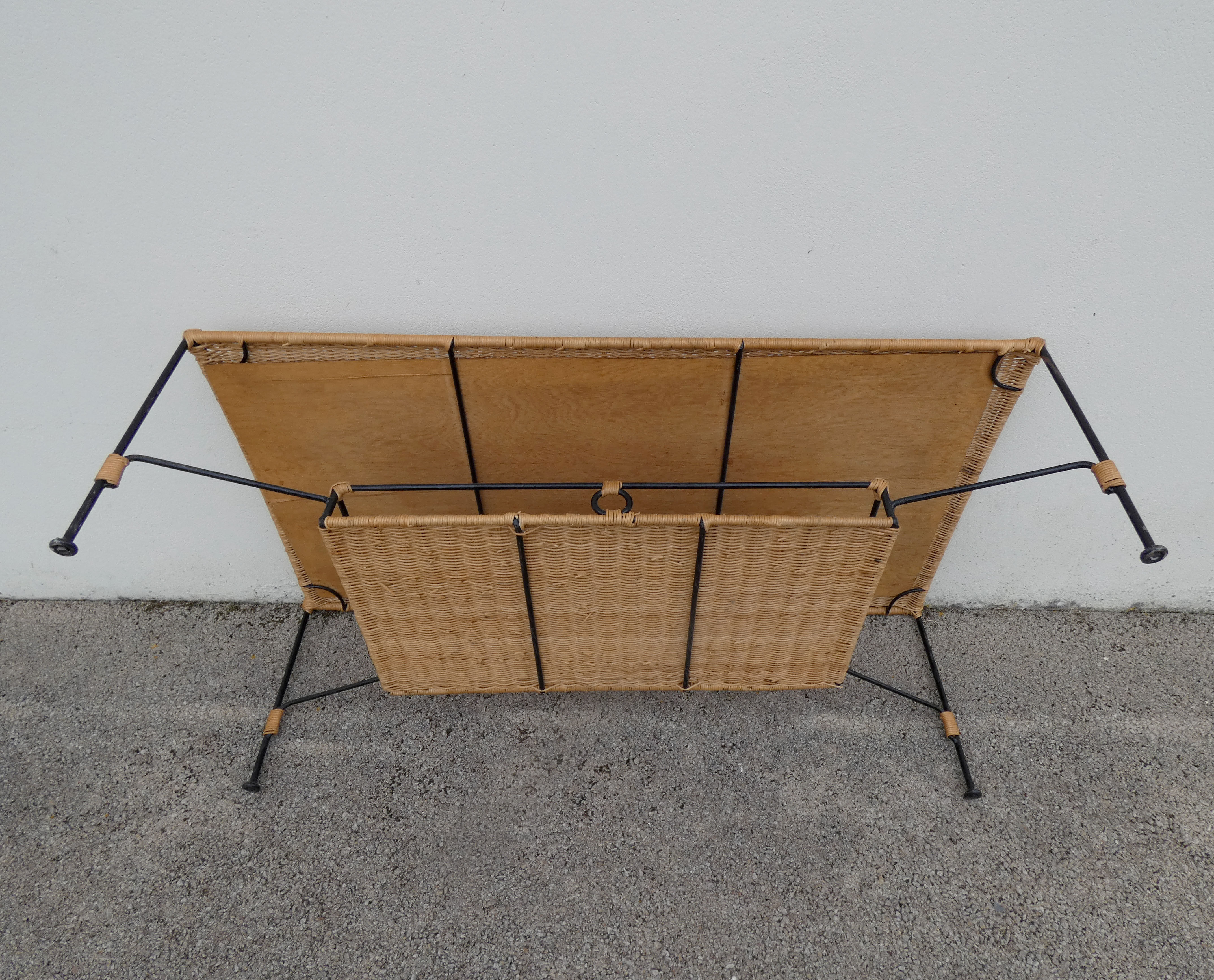 Vintage rattan and metal coffee table