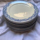 Set of flat blue plates